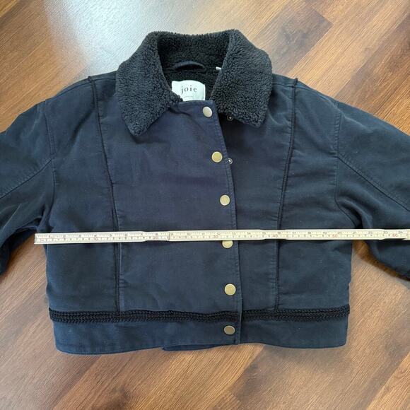 Joie Women's Lazaro Cropped Sherpa Lined Winter Coat Jacket Black Sz L - Picture 9 of 12